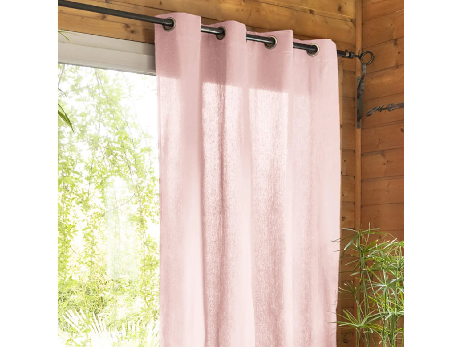 Rideau tamisant à œillets 140x260 rose