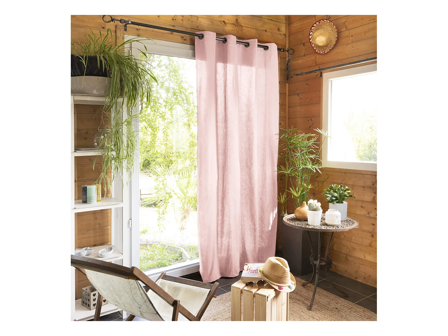 Rideau tamisant à œillets 140x260 rose
