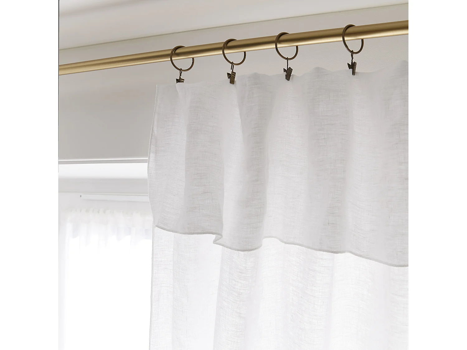 Rideau à pinces ajustable lin 140x270 cm blanc