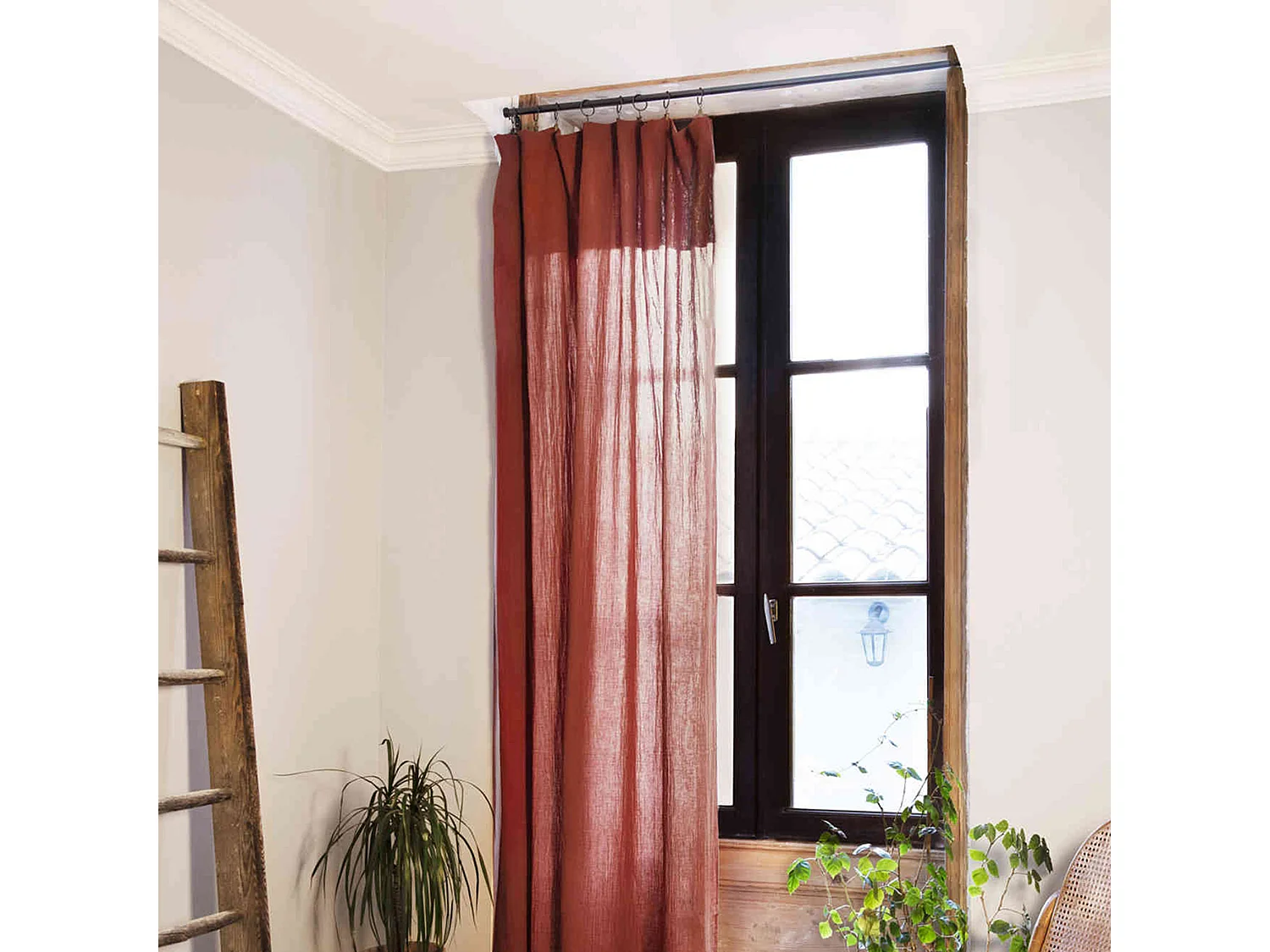 Rideau gaze de coton ajustable 140x300 cm orange