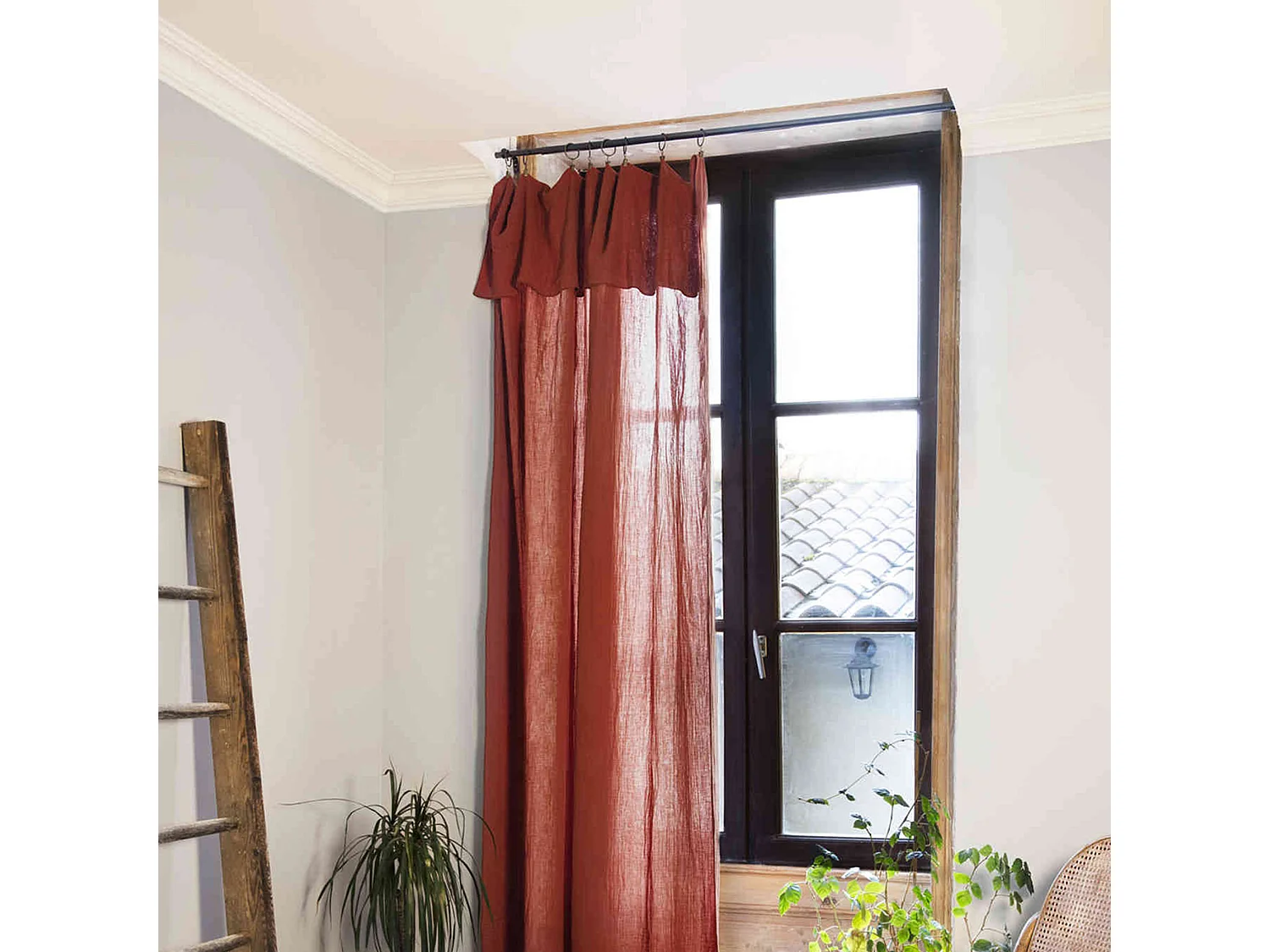 Rideau gaze de coton ajustable 140x300 cm orange