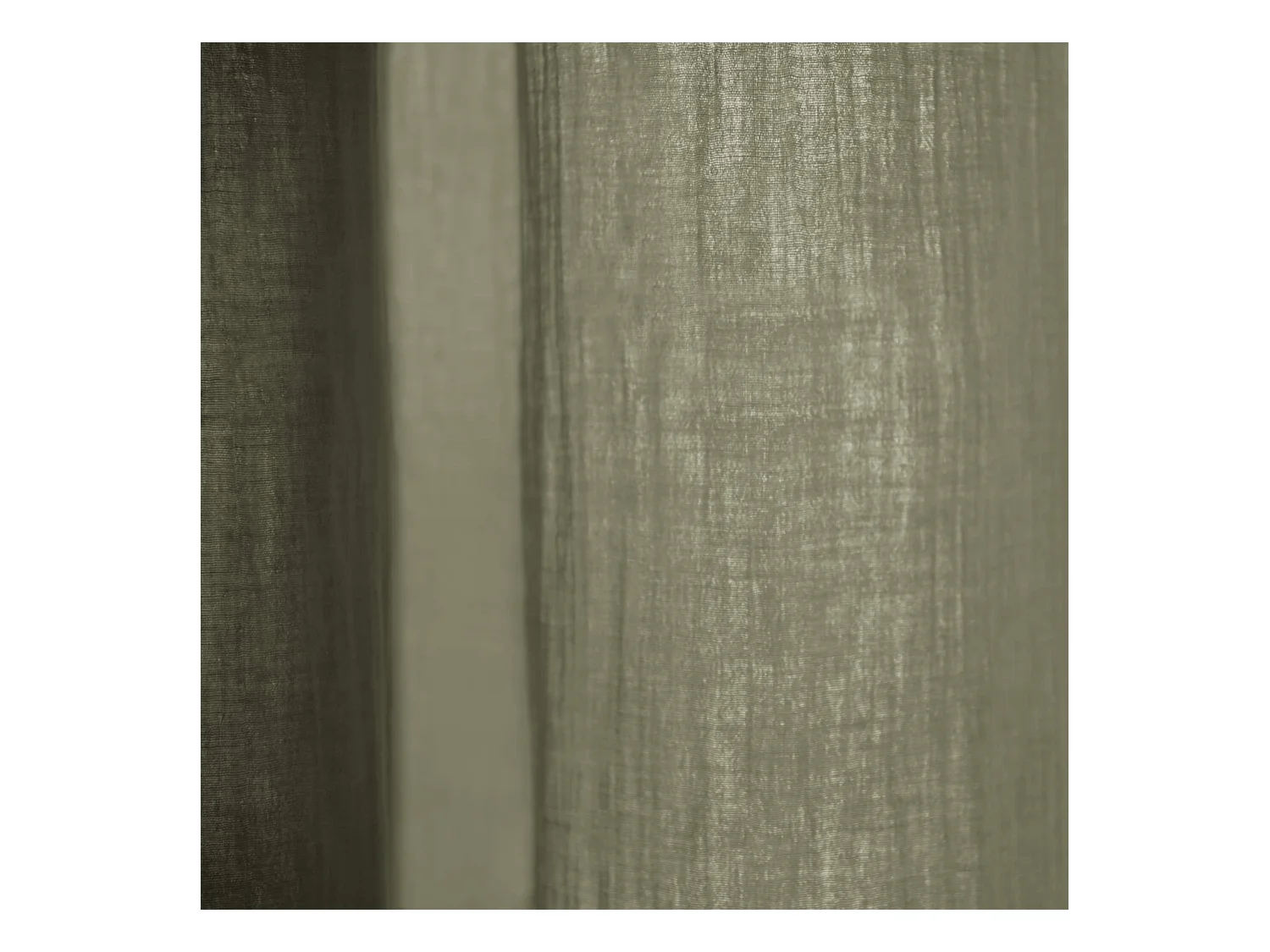 Lot de 2 rideaux gaze de coton ajustables 140x300 cm kaki