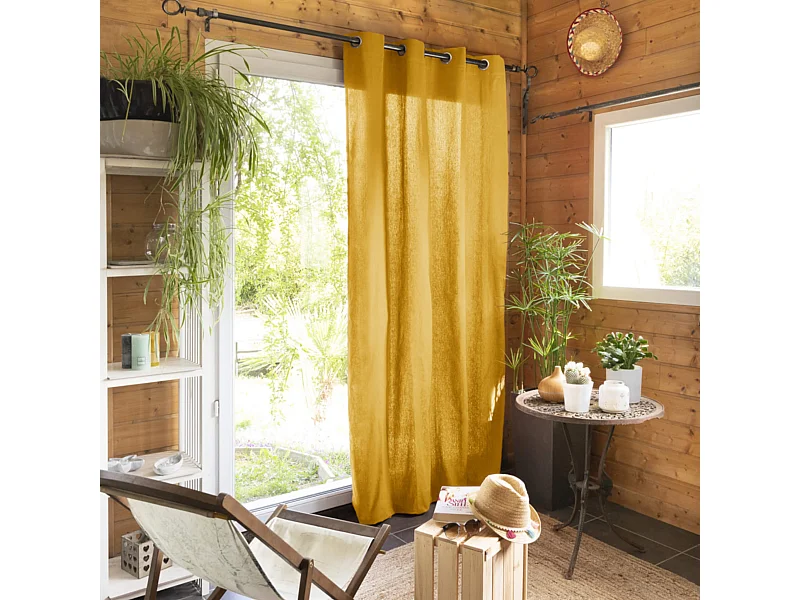 Rideau tamisant à œillets 140x260 jaune