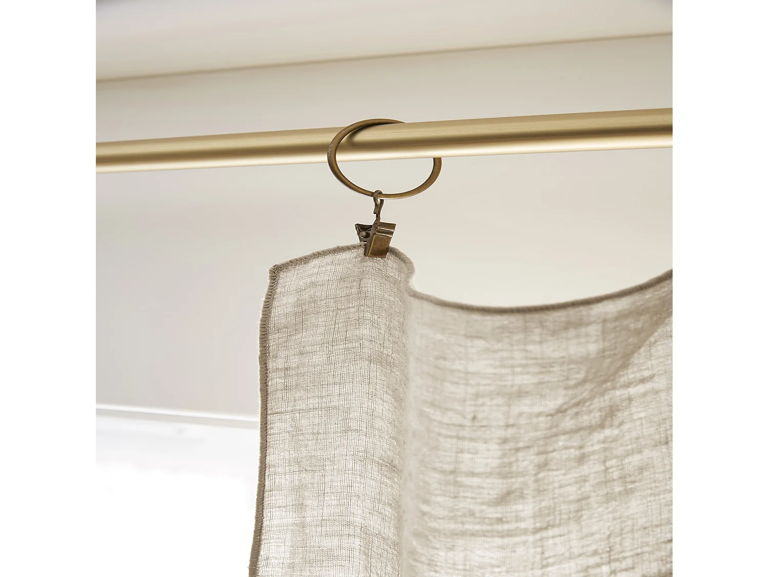 Rideau à pinces ajustable lin 140x270 cm beige