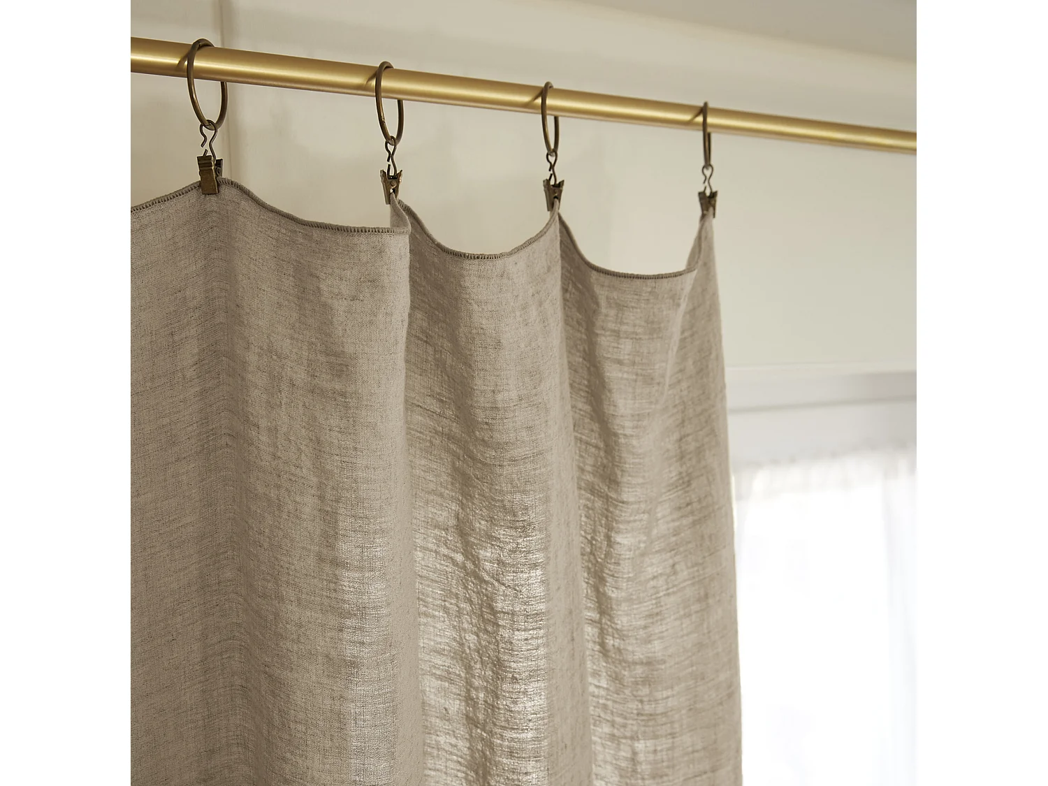 Rideau à pinces ajustable lin 140x270 cm beige