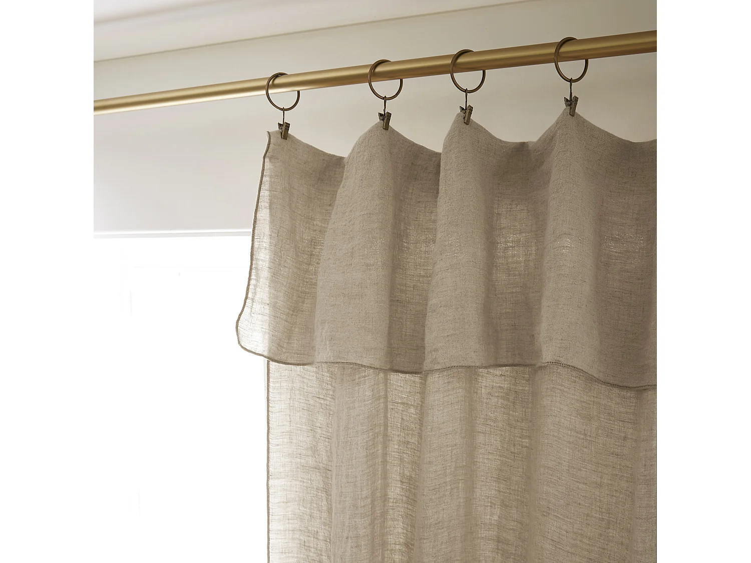 Rideau à pinces ajustable lin 140x270 cm beige