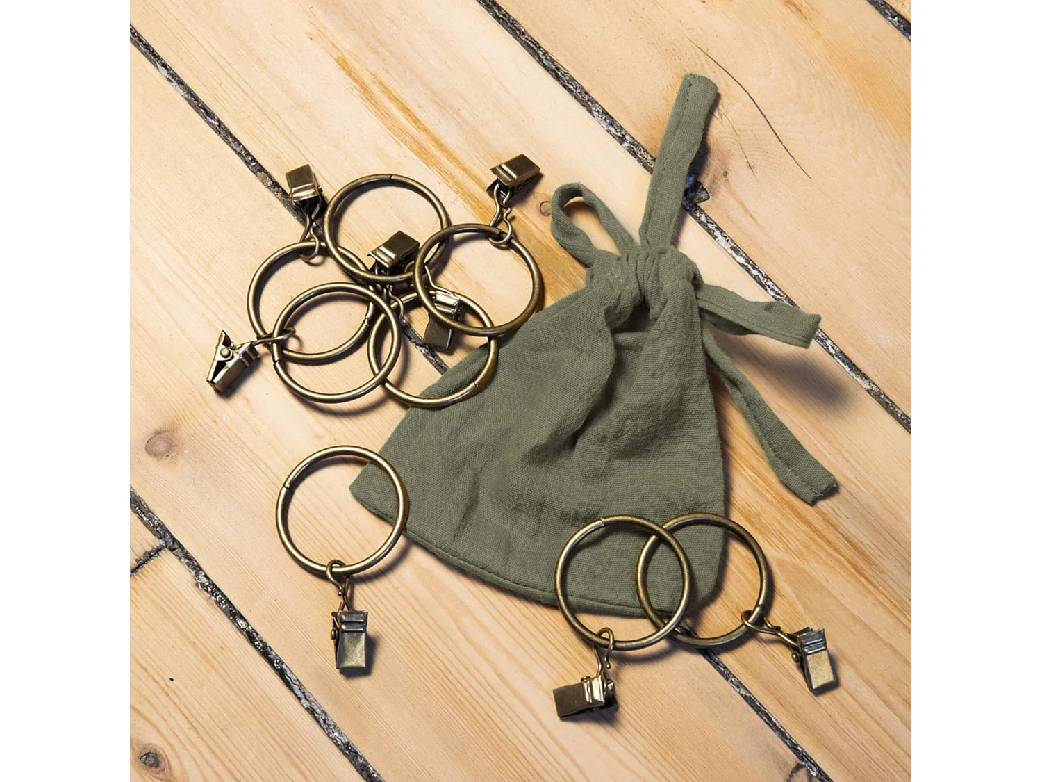 Rideau gaze de coton ajustable 140x300 cm kaki