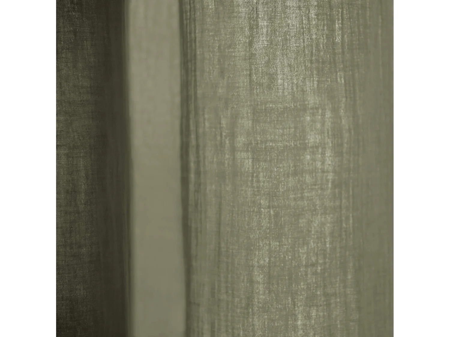 Rideau gaze de coton ajustable 140x300 cm kaki