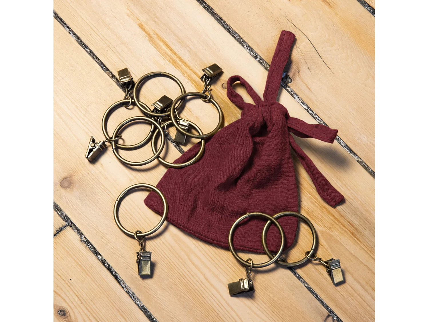 Lot de 2 rideaux gaze de coton ajustables 140x300 cm bordeaux