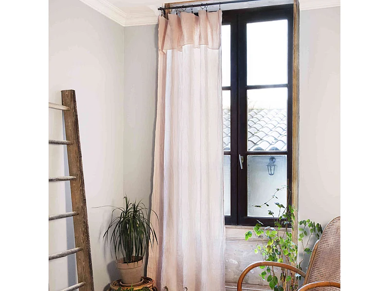 Rideau gaze de coton ajustable 140x300 cm rose
