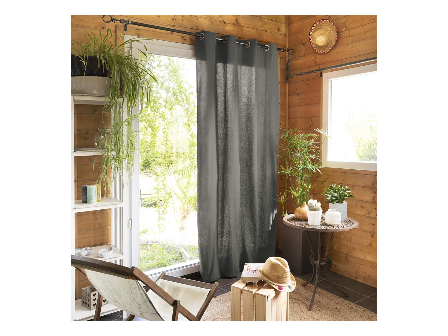 Rideau tamisant à œillets 140x260 anthracite