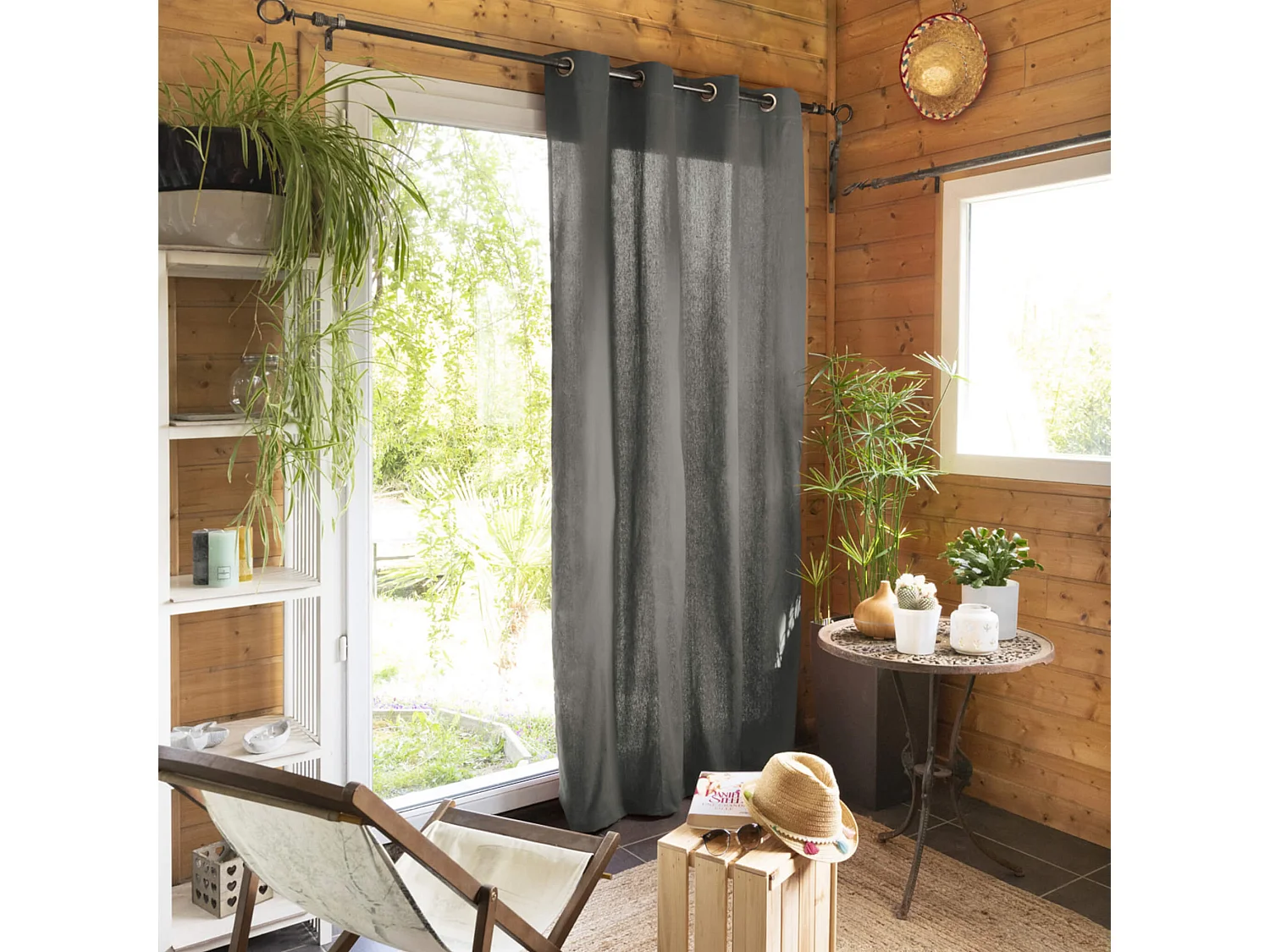 Rideau tamisant à œillets 140x260 anthracite