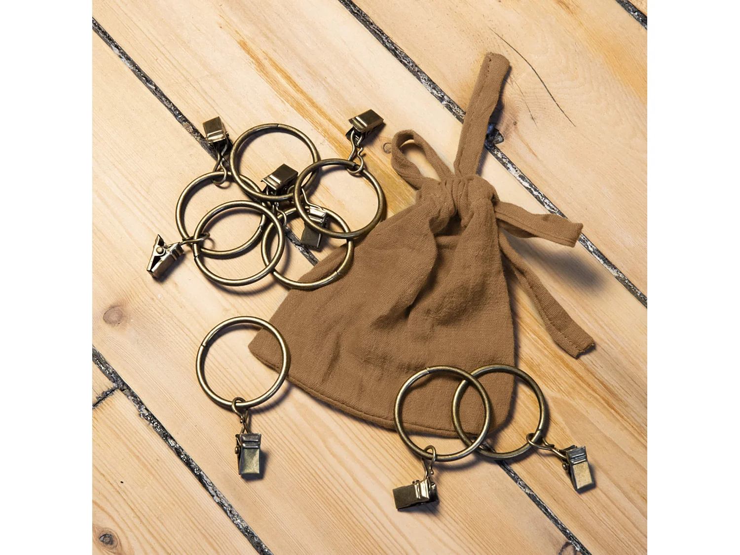 Rideau gaze de coton ajustable 140x300 cm marron