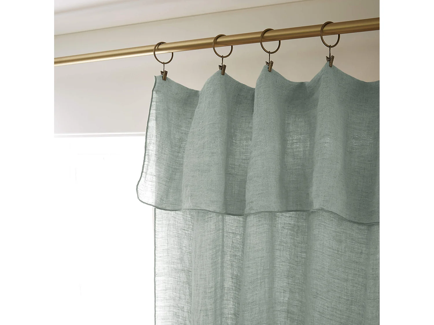 Rideau à pinces ajustable lin 140x270 cm vert