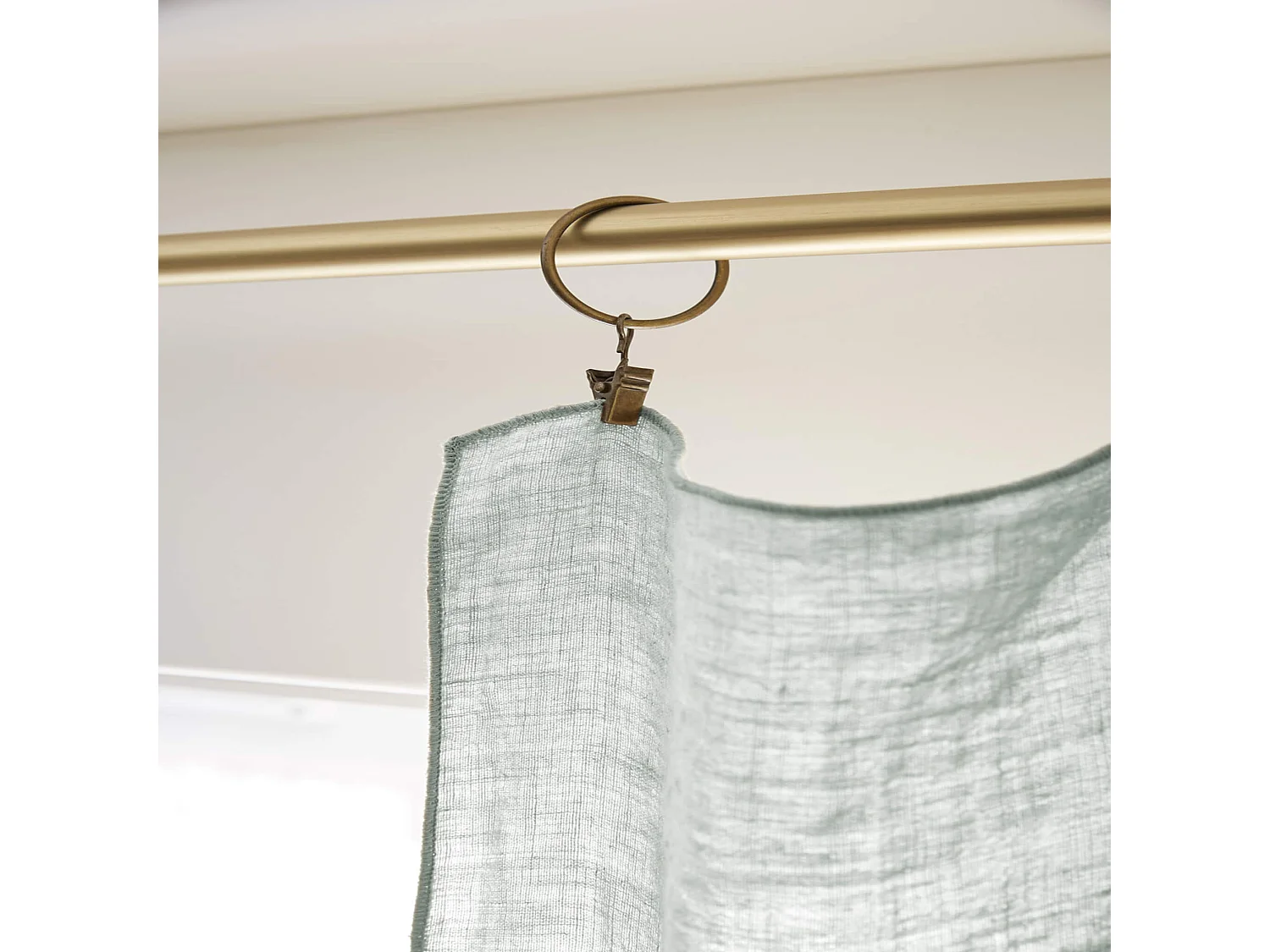 Rideau à pinces ajustable lin 140x270 cm vert