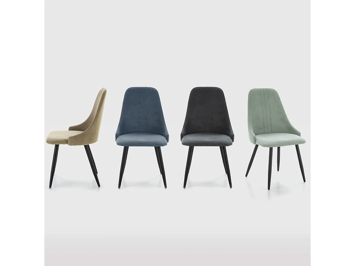 Lot de 4 chaises en tissu vert - Soan