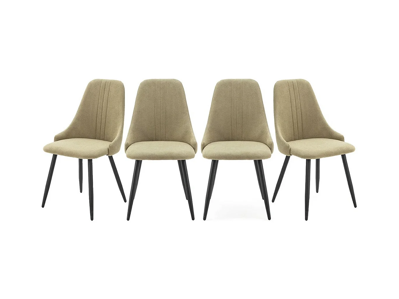 Lot de 4 chaises en tissu vert - Soan