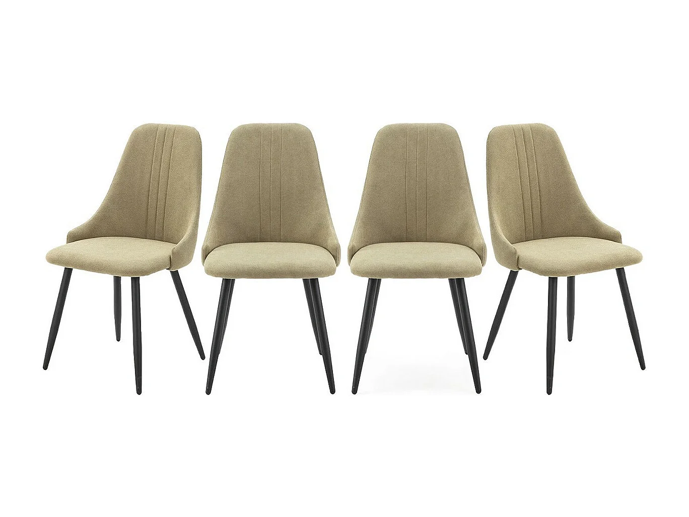 Lot de 4 chaises en tissu vert - Soan