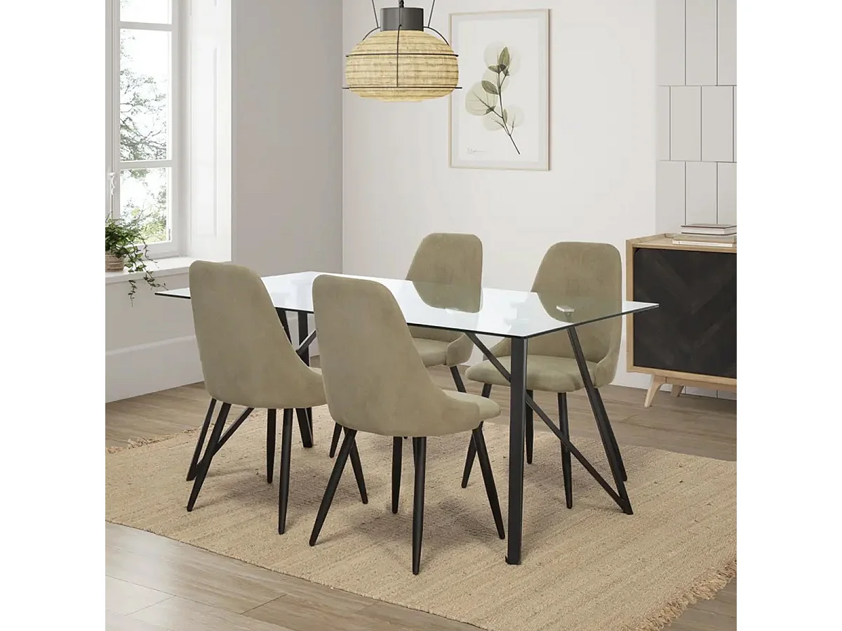 Lot de 4 chaises en tissu vert - Soan