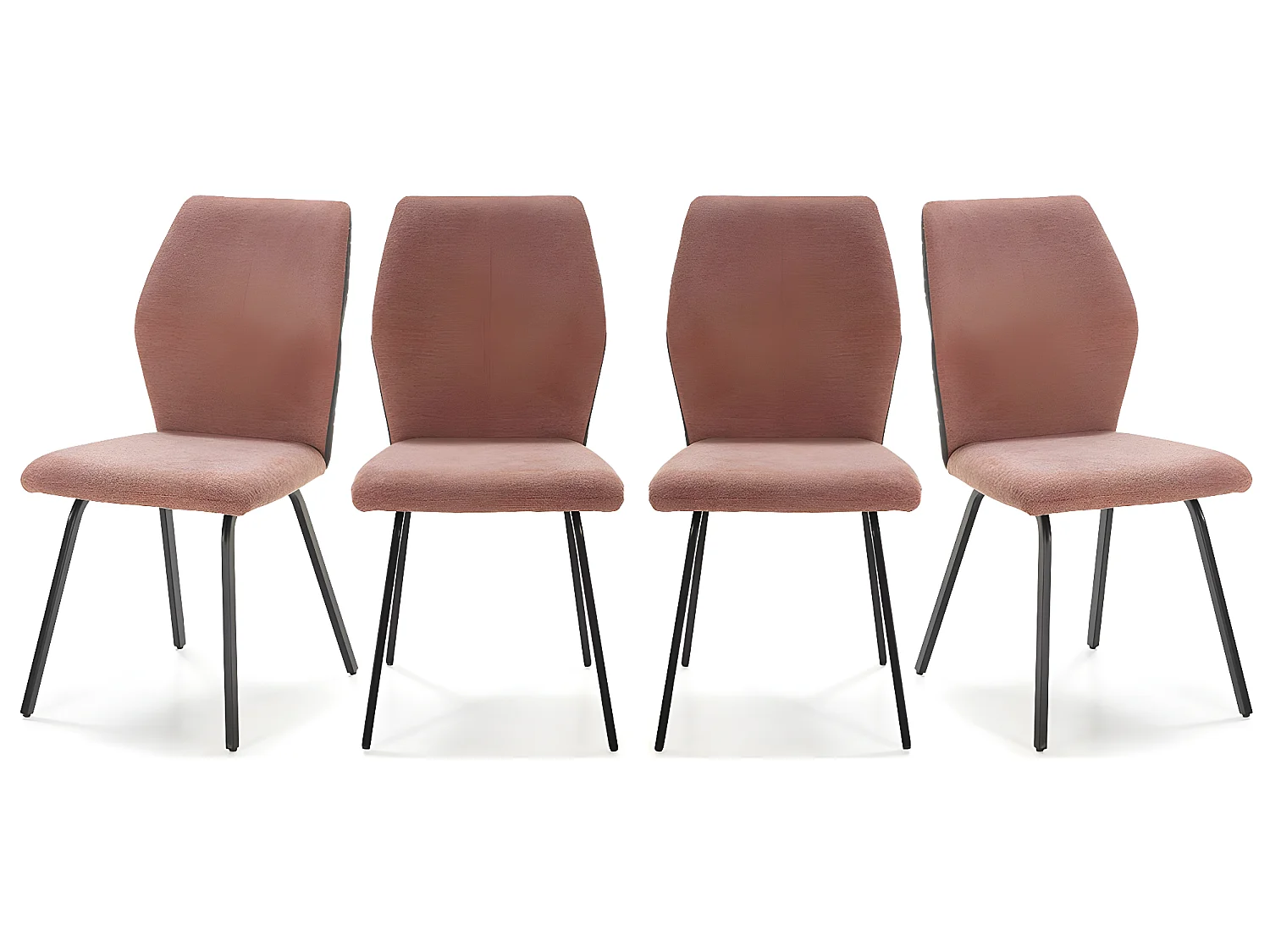 Lot de 4 chaises en tissu orange corail et simili - Garance