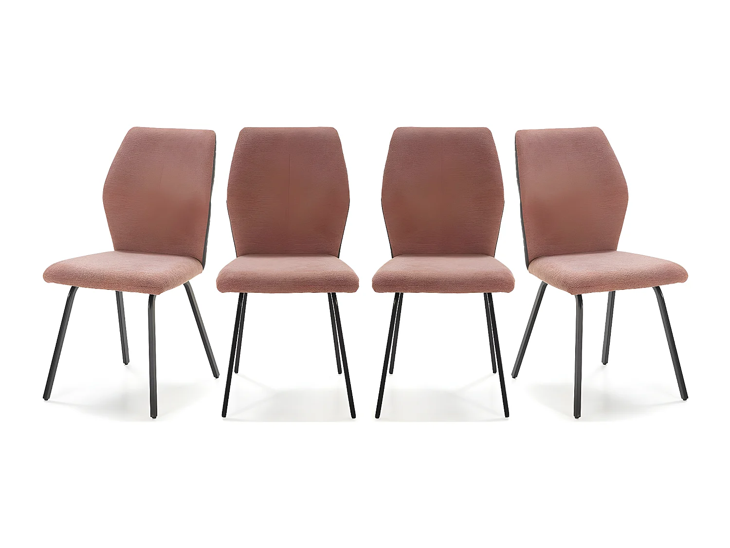 Lot de 4 chaises en tissu orange corail et simili - Garance