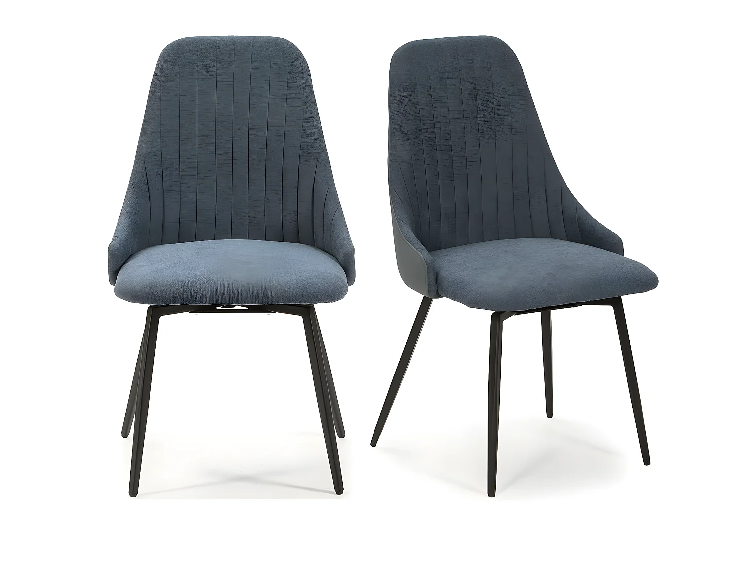Lot de 2 chaises pivotantes en tissu bleu - Baia