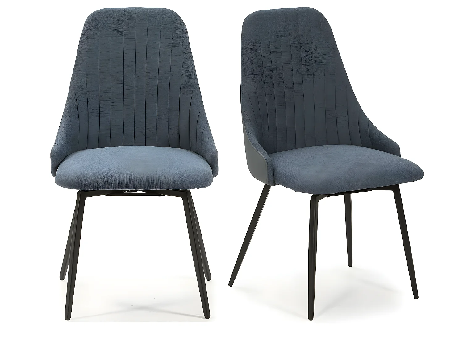 Lot de 2 chaises pivotantes en tissu bleu - Baia