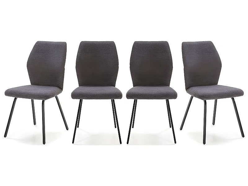 Lot de 4 chaises en tissu gris foncé et simili - Garance