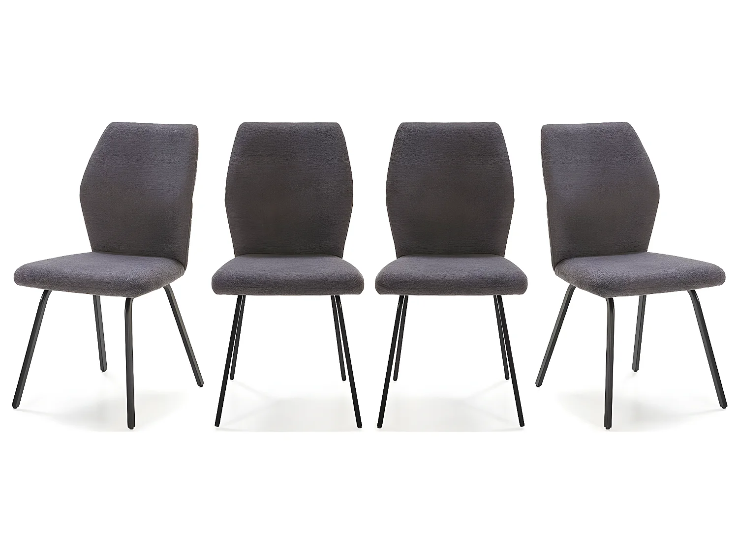 Lot de 4 chaises en tissu gris foncé et simili - Garance