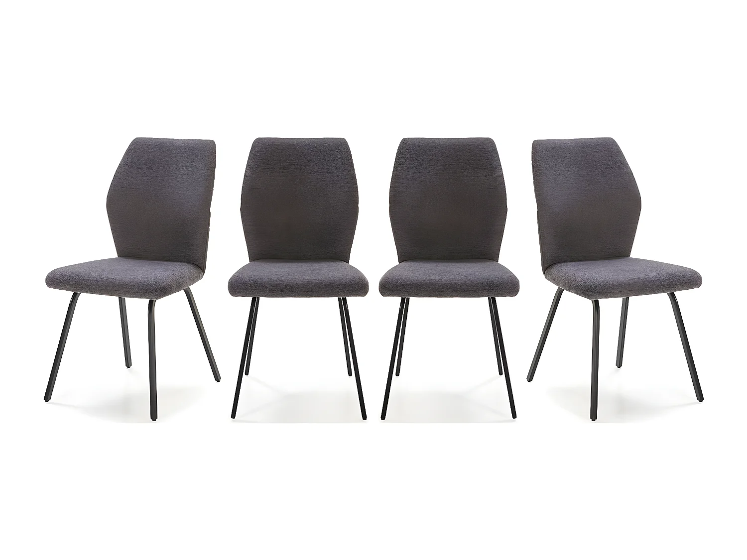 Lot de 4 chaises en tissu gris foncé et simili - Garance