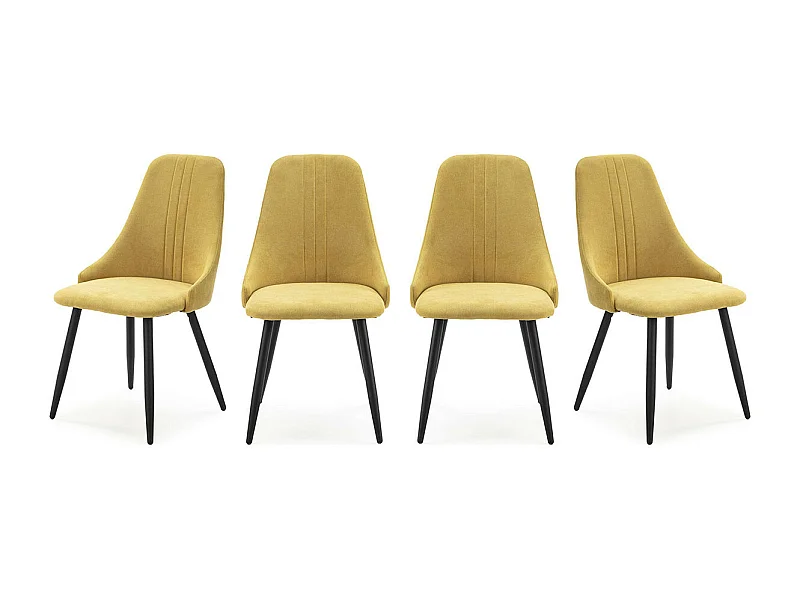 Lot de 4 chaises en tissu jaune - Soan