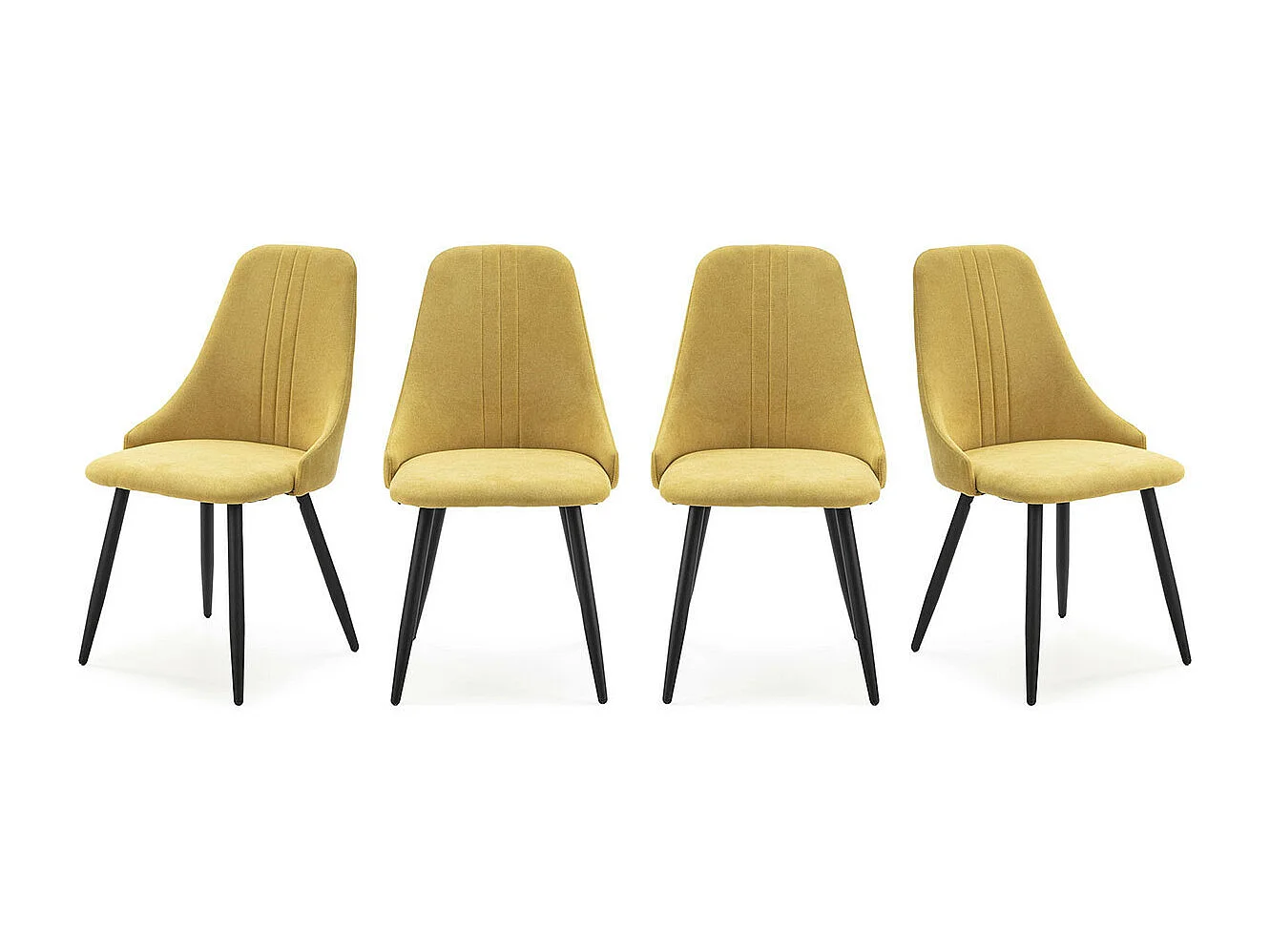 Lot de 4 chaises en tissu jaune - Soan