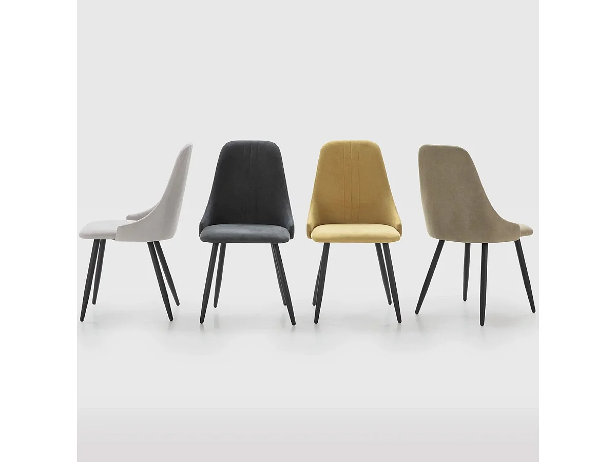 Lot de 4 chaises en tissu jaune - Soan