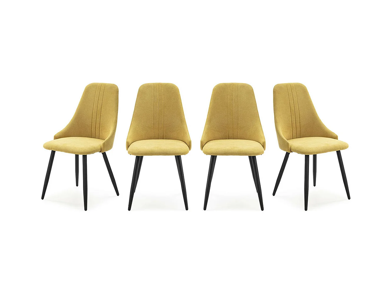 Lot de 4 chaises en tissu jaune - Soan