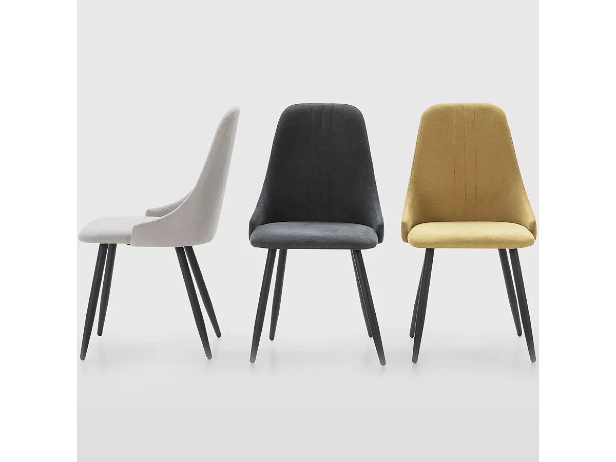 Lot de 4 chaises en tissu jaune - Soan