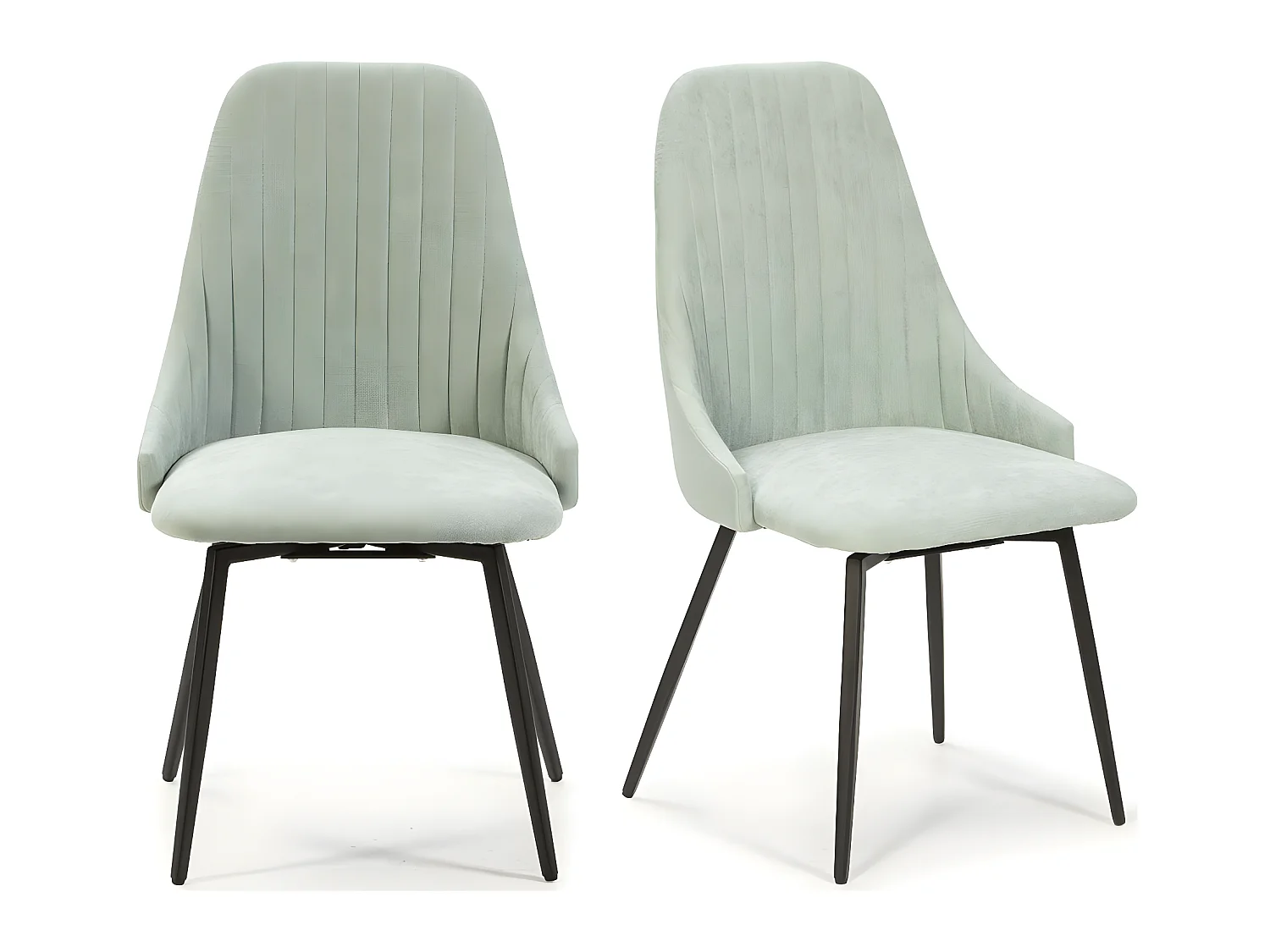 Lot de 2 chaises pivotantes en tissu bleu turquoise - Baia