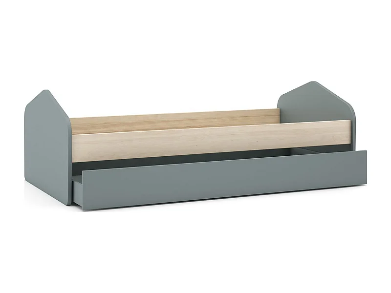 Lit gigogne enfant 90x190 cm à tiroir en bois vert kaki - Lucy