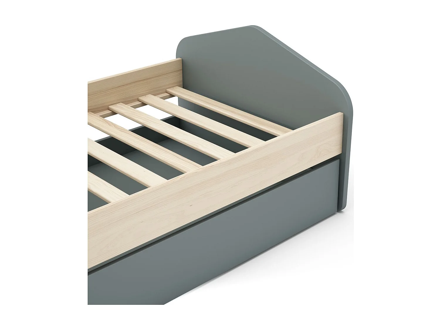 Lit gigogne enfant 90x190 cm à tiroir en bois vert kaki - Lucy