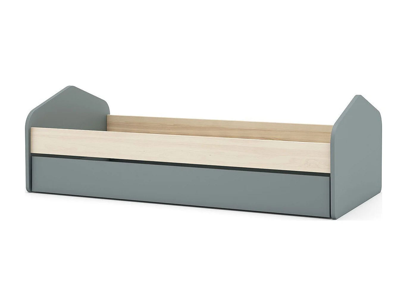 Lit gigogne enfant 90x190 cm à tiroir en bois vert kaki - Lucy