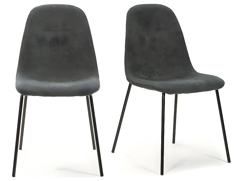 Lot de 4 chaises en tissu gris - Esmee