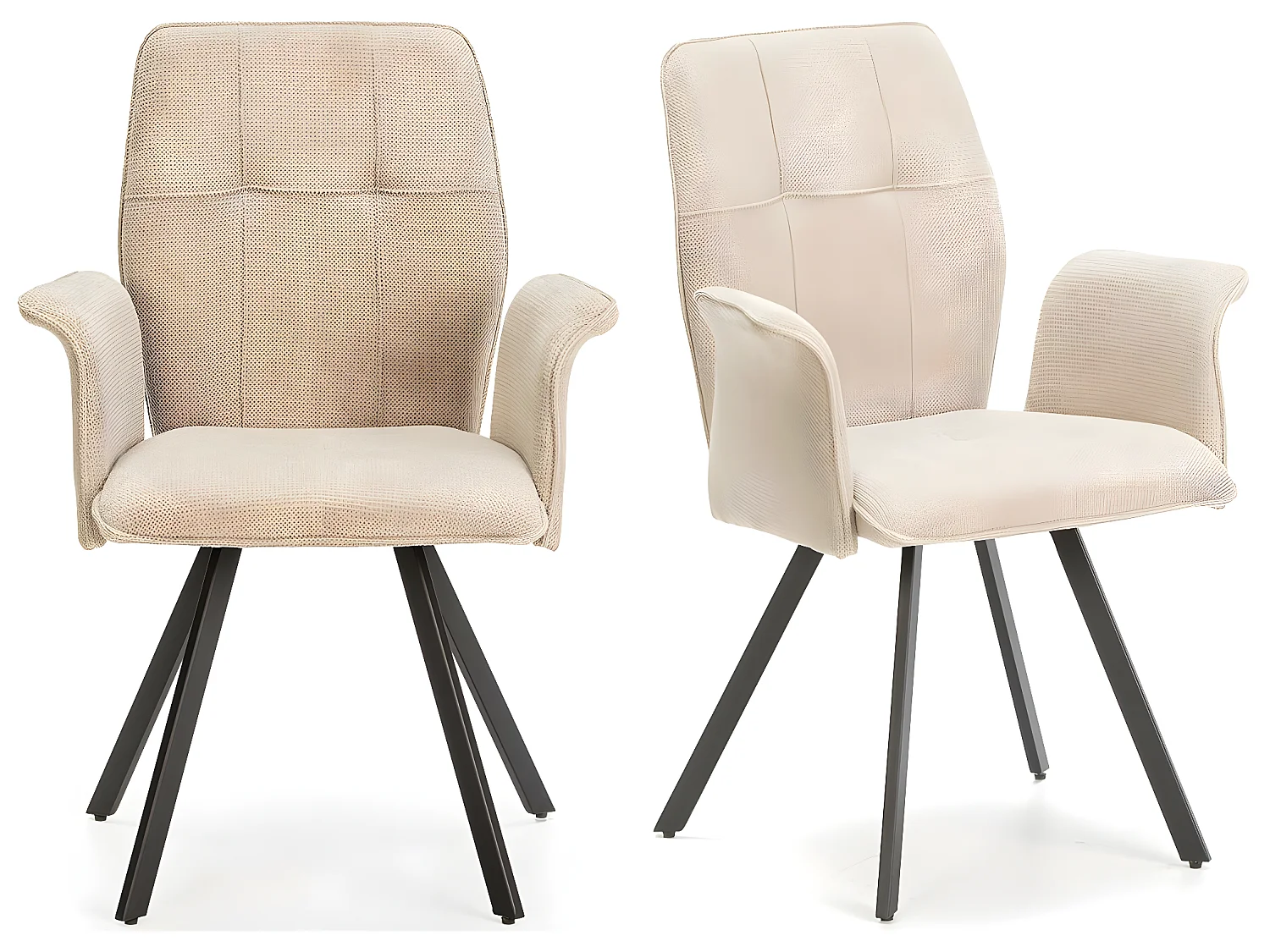 Lot de 2 fauteuils de table en tissu gris clair - Alann