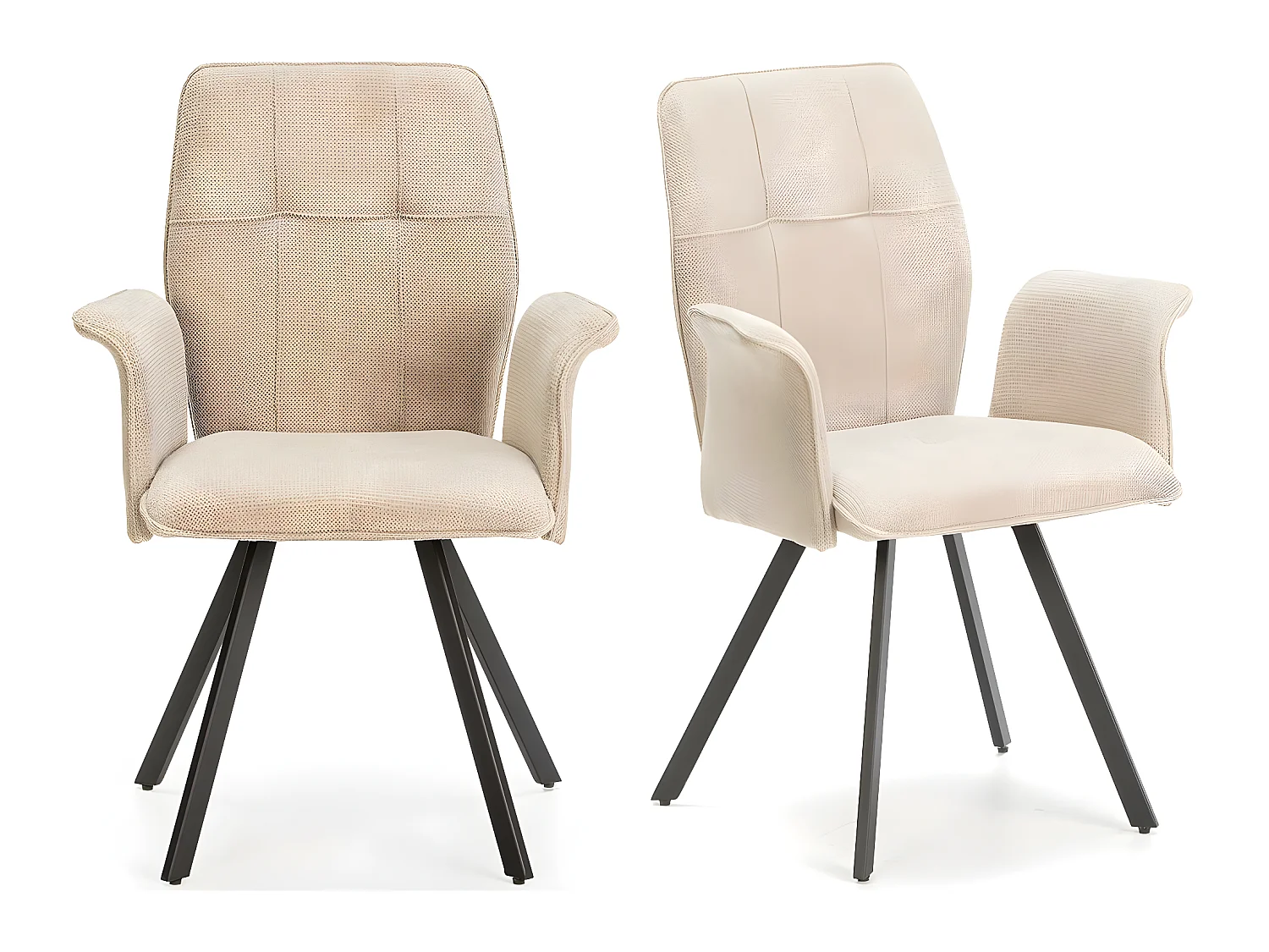 Lot de 2 fauteuils de table en tissu gris clair - Alann