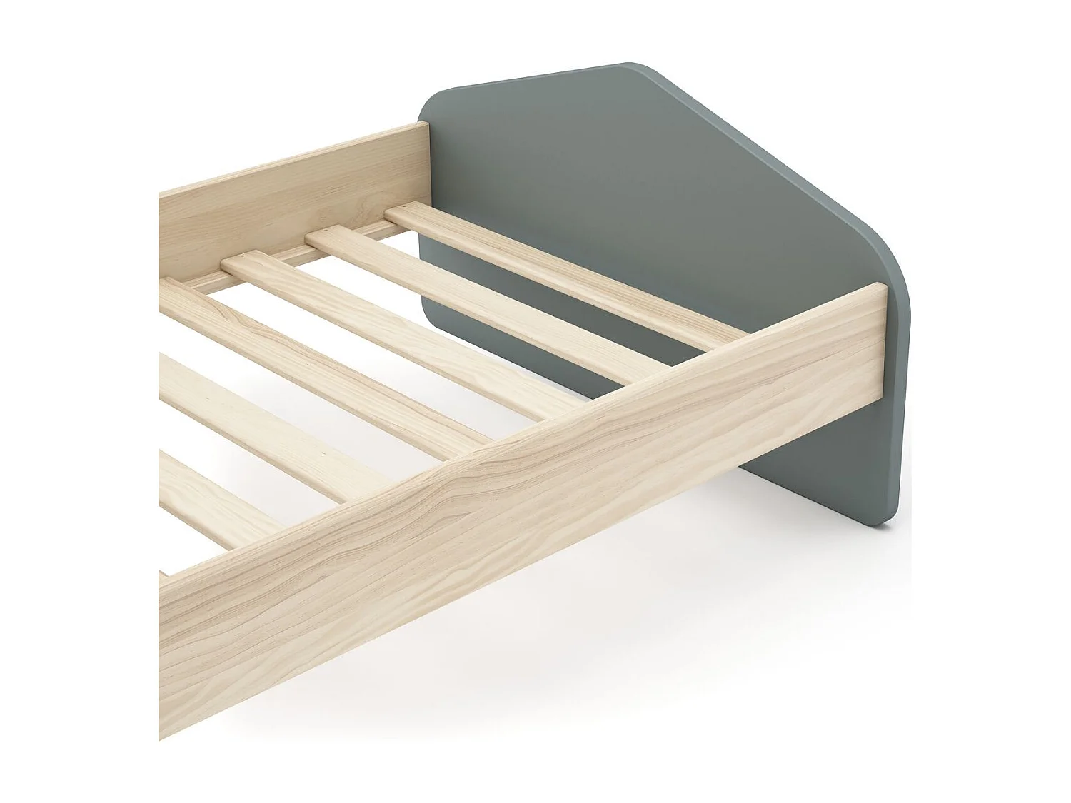 Lit enfant 90x190 cm avec tête de lit en bois vert kaki - Lucy
