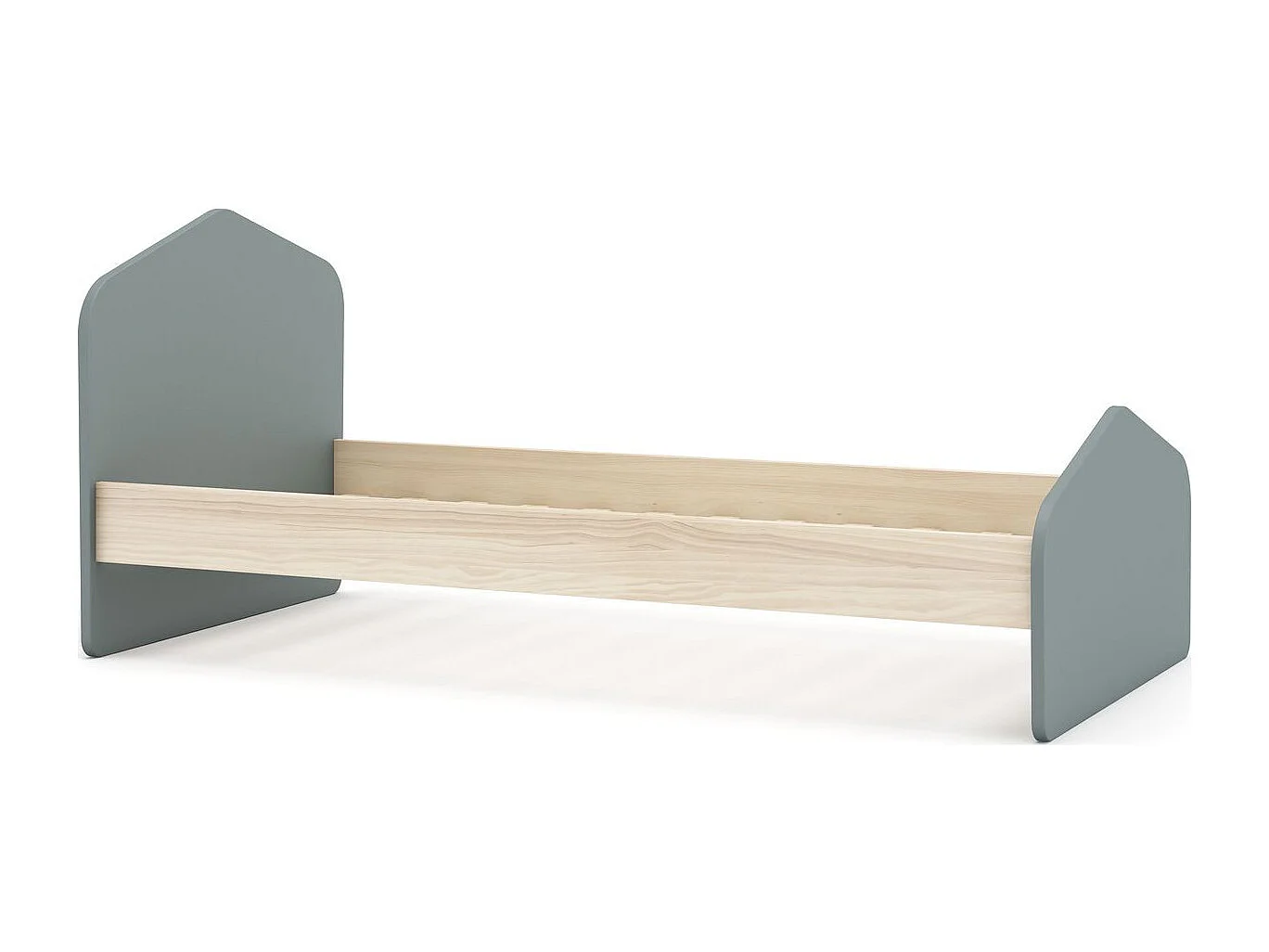 Lit enfant 90x190 cm avec tête de lit en bois vert kaki - Lucy