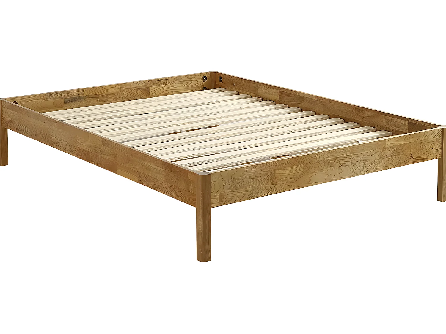 Lit adulte 140x190 cm en chêne massif - Aina