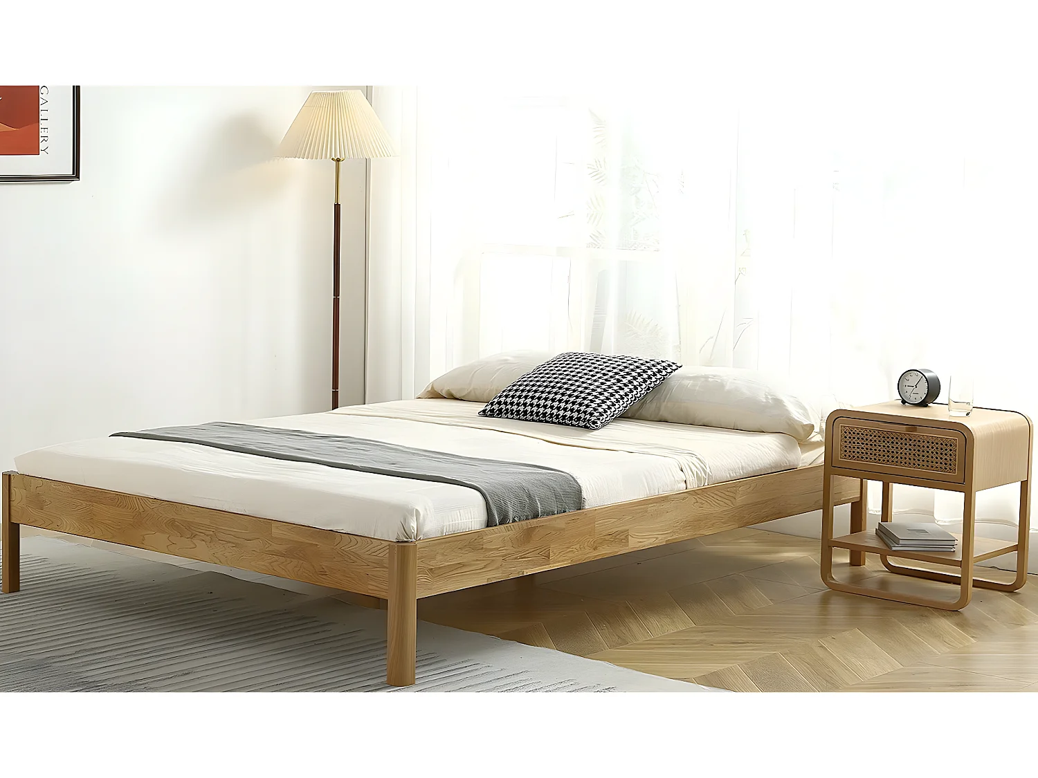 Lit adulte 180x200 cm en chêne massif - Aina