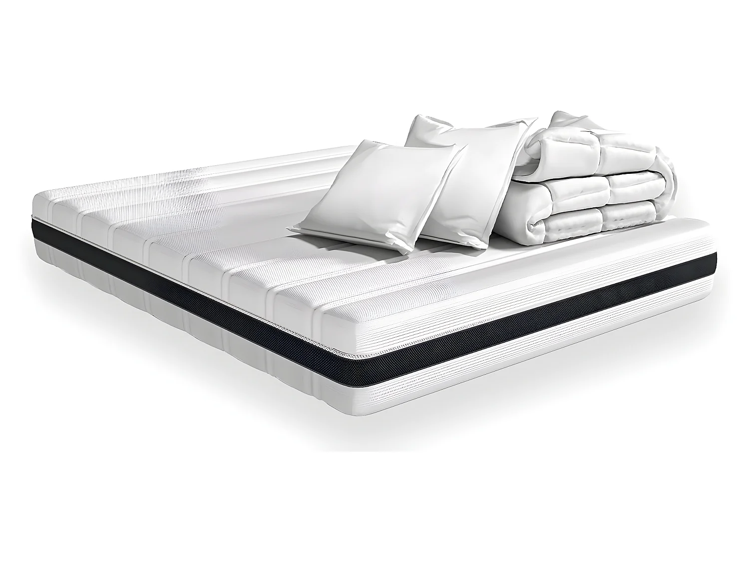 Matelas ressorts ensachés 160x200 Hygiospring - Mousse HR + couette + 2 oreillers