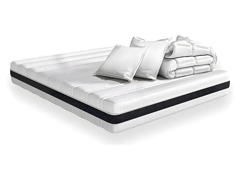 Matelas ressorts ensachés 160x200 Hygiospring - Mousse HR + couette + 2 oreillers