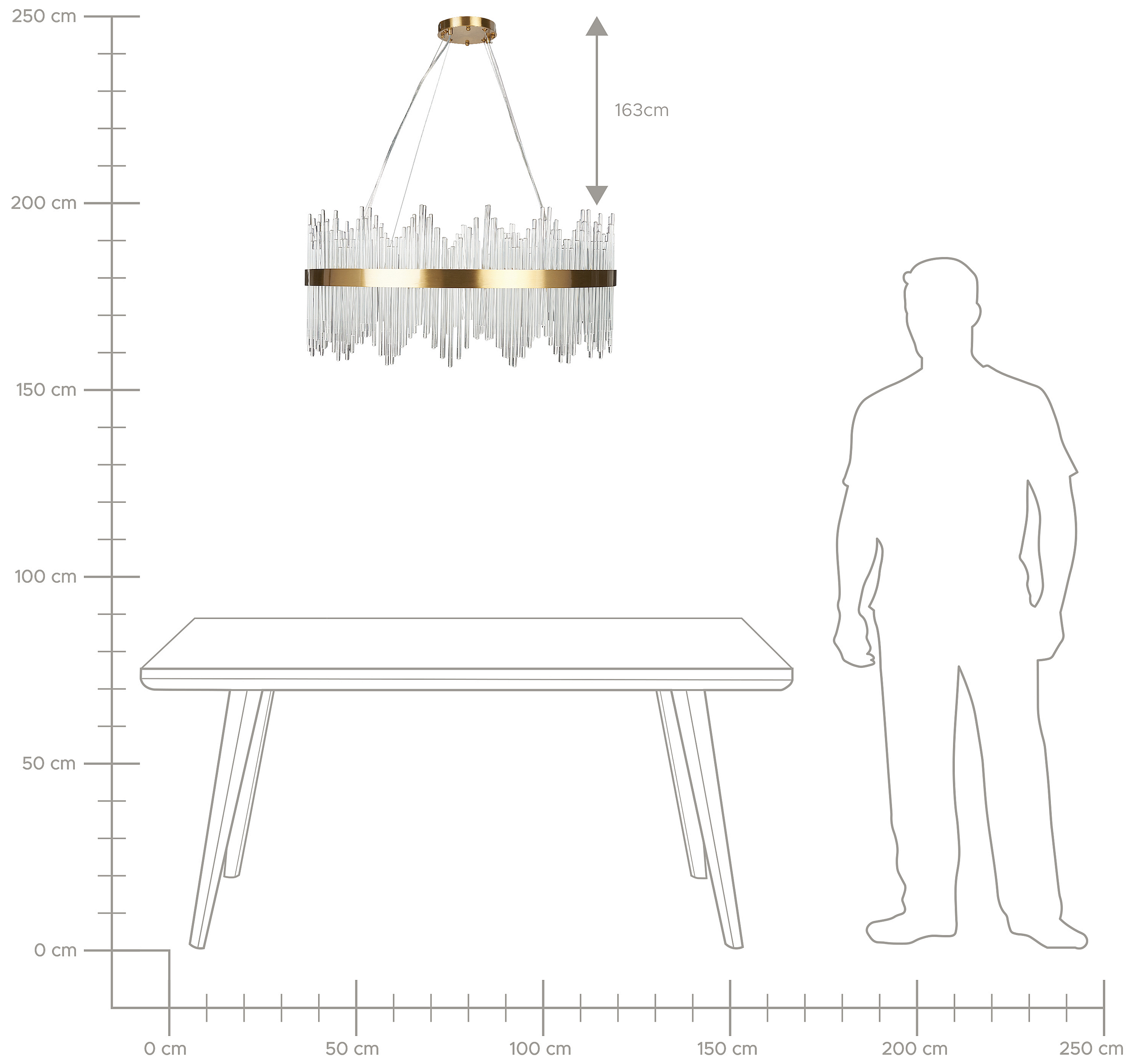 Hängelampe LED transparent / gold KristallOptik Ringform YORKIN