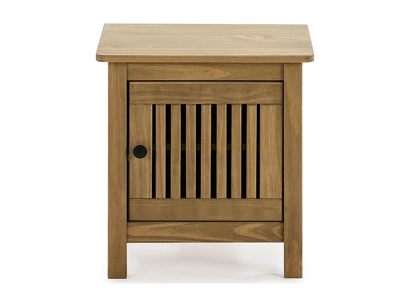 Table de chevet 1 porte en pin massif couleur bois naturel - Fabia
